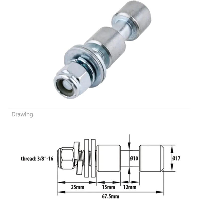 Kupo KS-013 Dia. 17M Spigot w/ Washer And Lock Nut For C-05 Family