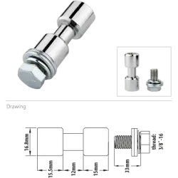 Kupo KS-013F 17mm Spigot, Chrome-Plated 3/8" Female Threaded