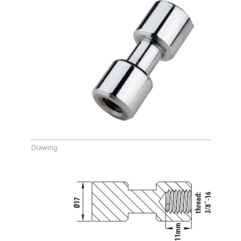Kupo KS-013FS 17mm Spigot, Chrome-Plated 3/8" Female Threaded