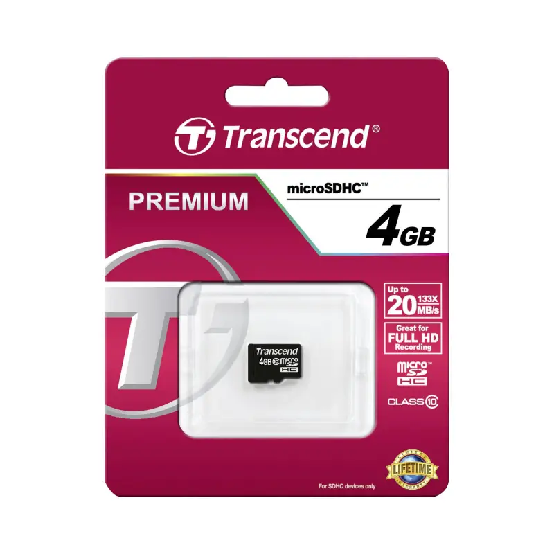 Karta pamięci  Transcend microSDHC          4GB Class 10