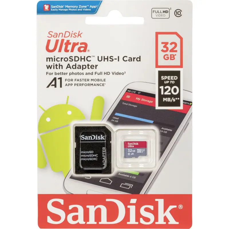 Karta pamięci  SanDisk Ultra microSDHC A1  32GB 120MB/s Adapt.SDSQUA4-032G-GN6MA