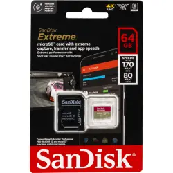Karta pamięci  SanDisk microSDXC           64GB Extreme A2 C10 V30 UHS-I U3