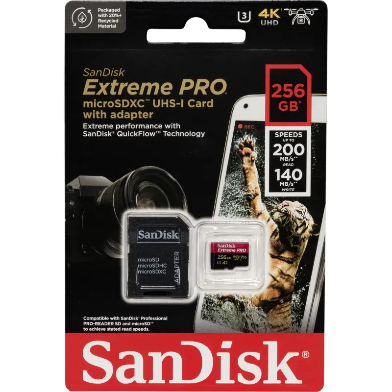 Karta pamięci  SanDisk microSDXC          256GB Extreme Pro A2 C10 V30 UHS-I U3