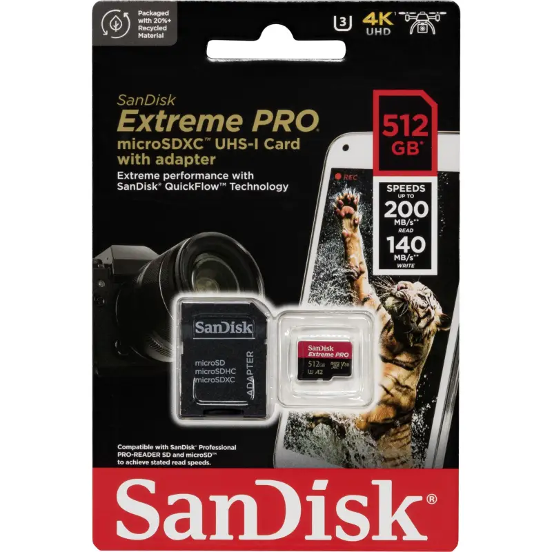 Karta pamięci  SanDisk microSDXC          512GB Extreme Pro A2 C10 V30 UHS-I U3