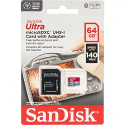 Karta pamięci  SanDisk Ultra microSDHC     64GB 140MB/s.Adapt.SDSQUAB-064G-GN6IA