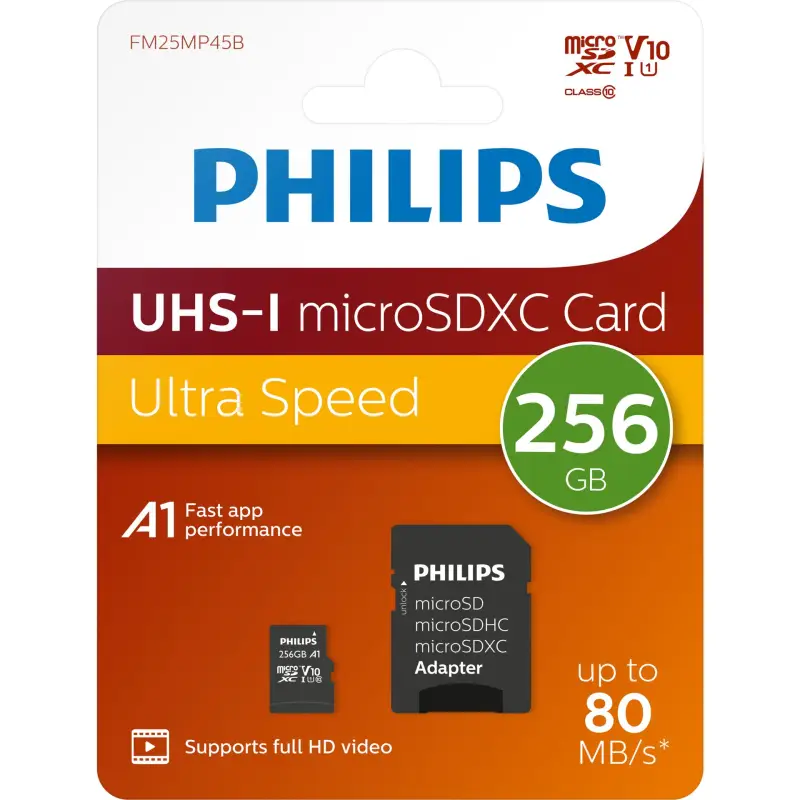 Karta pamięci  Philips MicroSDXC Card     256GB Class 10 UHS-I U1 incl. Adapter