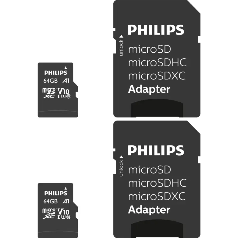 Karta pamięci  Philips MicroSDXC 2-Pack    64GB Class 10 UHS-I U1 incl. Adapter