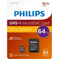 Karta pamięci  Philips MicroSDXC 2-Pack    64GB Class 10 UHS-I U1 incl. Adapter