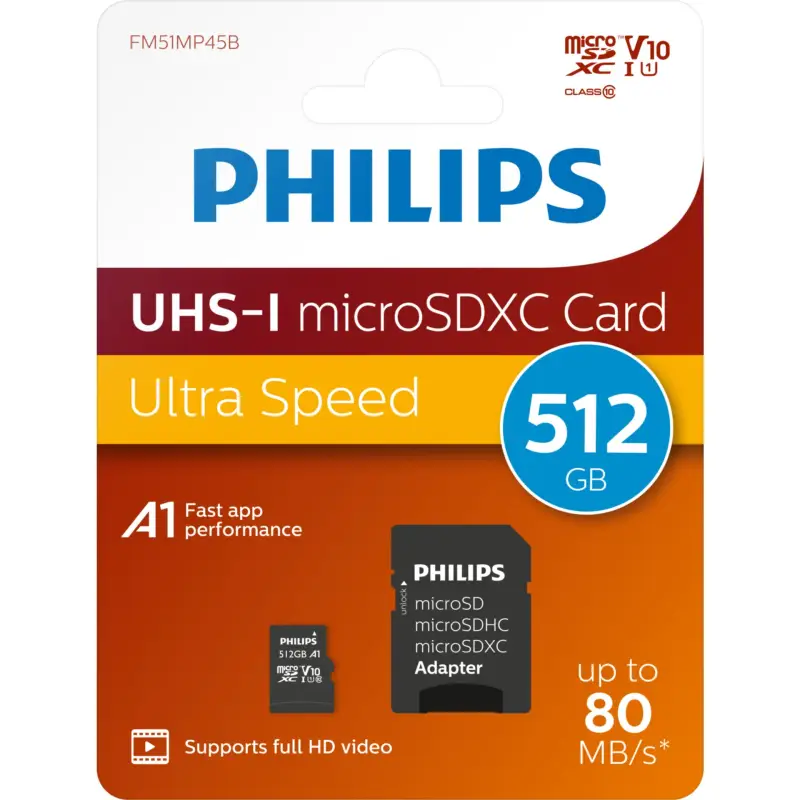 Karta pamięci  Philips MicroSDXC Card     512GB Class 10 UHS-I U1 incl. Adapter