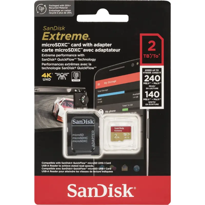 SanDisk microSDXC            2TB Extreme A2 C10 V30 UHS-I U3
