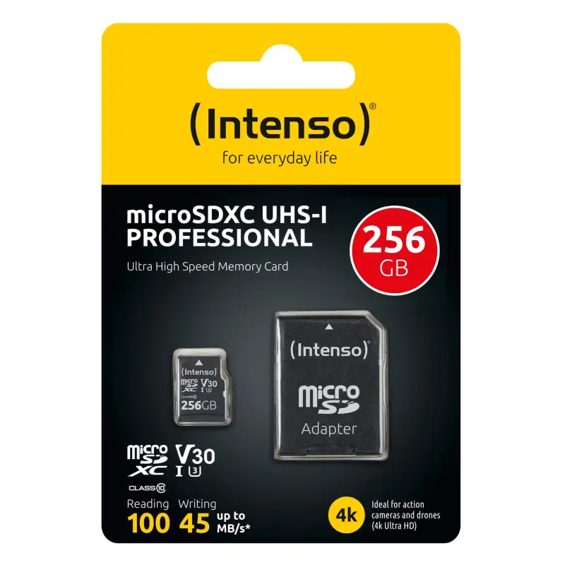 Intenso microSDXC          256GB C10 UHS-I Professional + Adapter