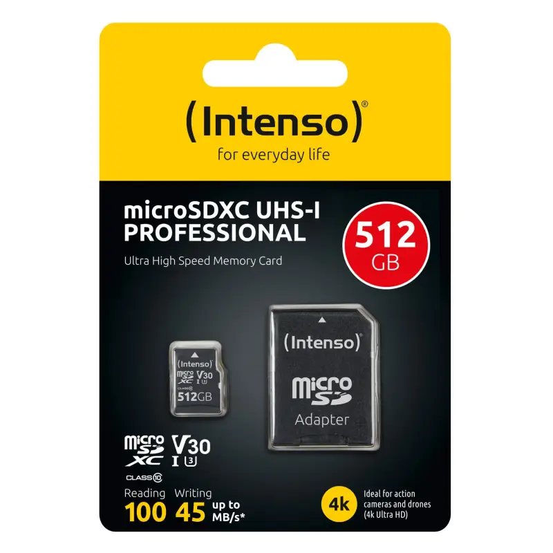 Intenso microSDXC          512GB C10 UHS-I Professional + Adapter