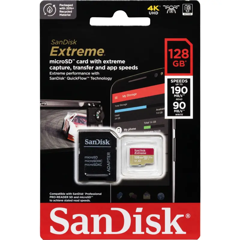 Karta pamięci  SanDisk microSDXC V30 A2   128GB Extreme A2 C10 V30 UHS-I U3