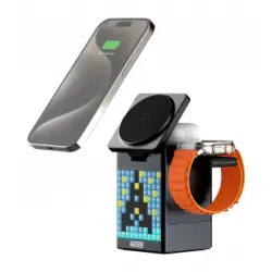 Ładowarka MagSafe z głośnikiem i wyświetlaczem Newell induOne MagPlay do 3 urządzeń mobilnych