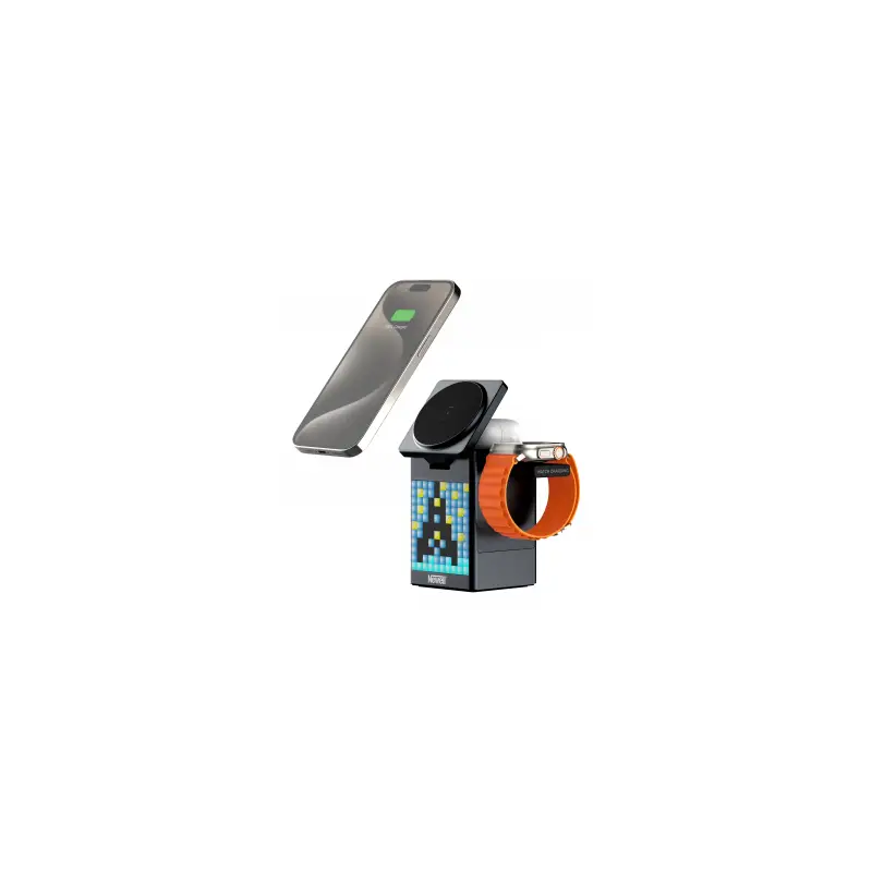 Ładowarka MagSafe z głośnikiem i wyświetlaczem Newell induOne MagPlay do 3 urządzeń mobilnych