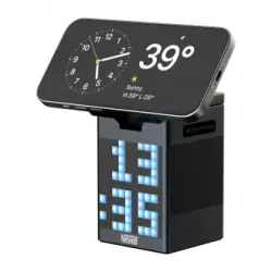 Ładowarka MagSafe z głośnikiem i wyświetlaczem Newell induOne MagPlay do 3 urządzeń mobilnych