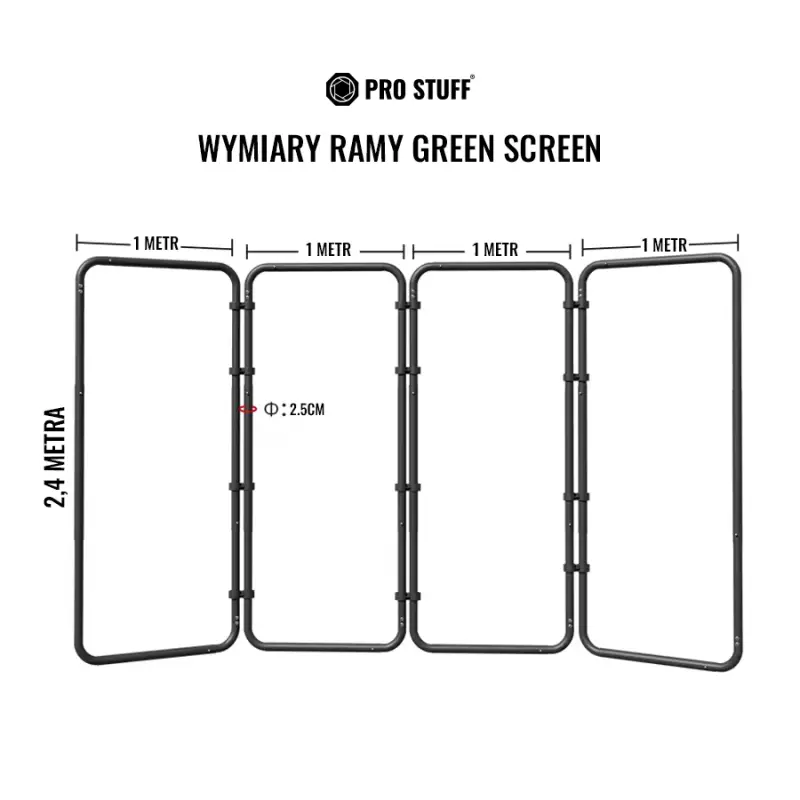 Greenscreen z Ramą Panoramic PRO STUFF 2,4 x 4 m