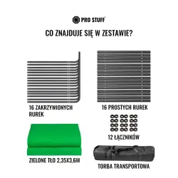 Greenscreen z Ramą Panoramic PRO STUFF 2,4 x 4 m