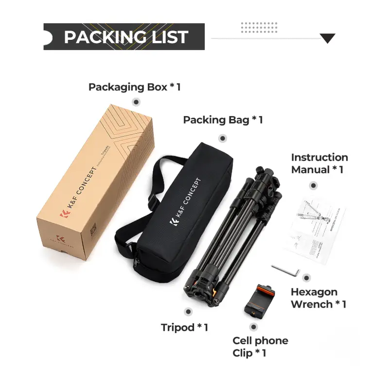 Statyw video K&F Concept K234A0 z głowicą 3D i uchwytem na telefon