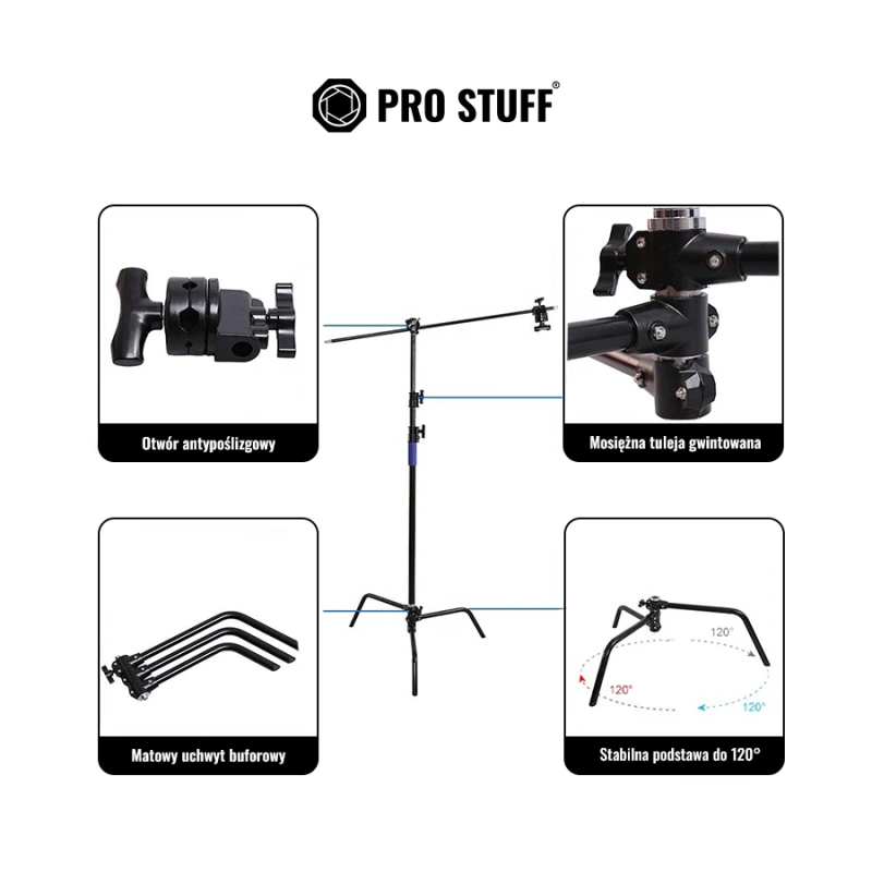 Statyw oświetleniowy C-stand PRO STUFF ST-C5B Kit czarny