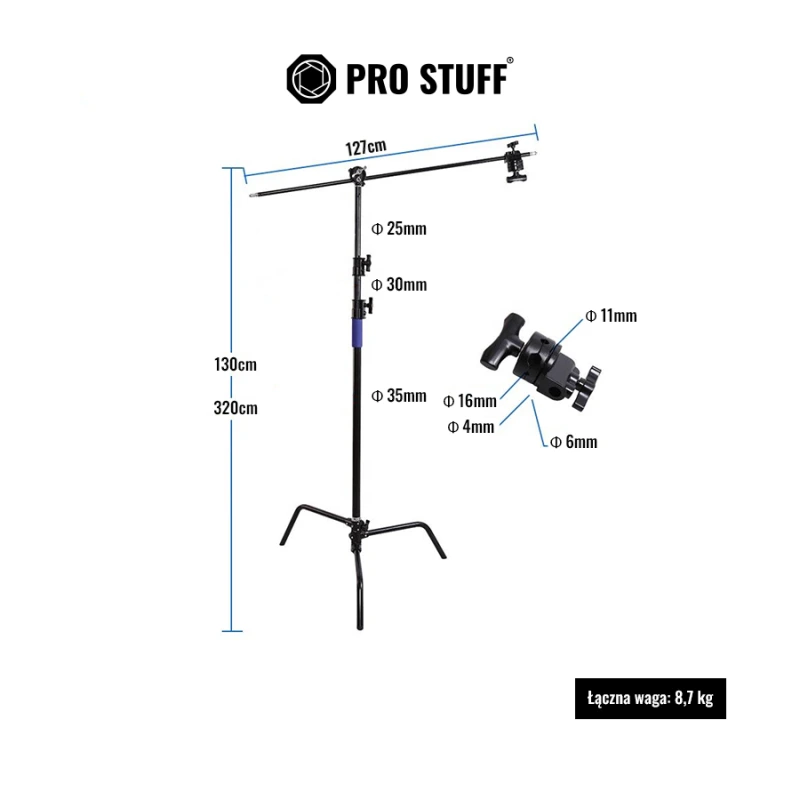 Statyw oświetleniowy C-stand PRO STUFF ST-C5B Kit czarny