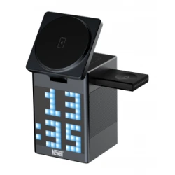 Ładowarka MagSafe z głośnikiem i wyświetlaczem Newell induOne MagPlay do 3 urządzeń mobilnych