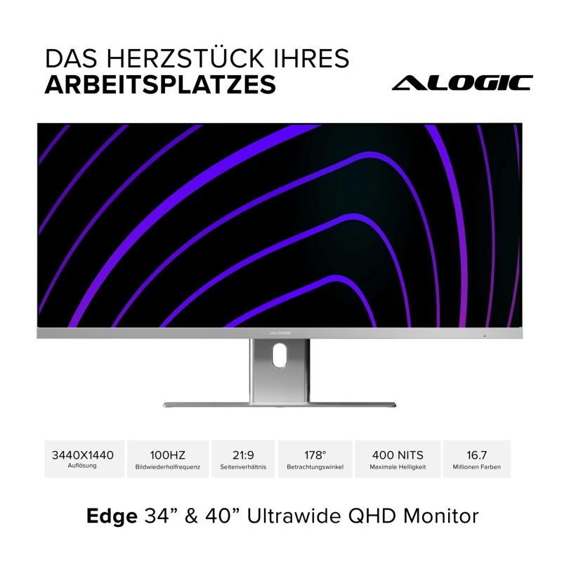 Alogic EDGE 34  Ultrawide Monitor Space Gray