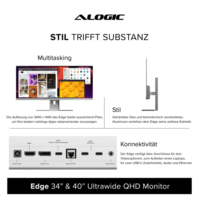 Alogic EDGE 40  Ultrawide Monitor Space Gray
