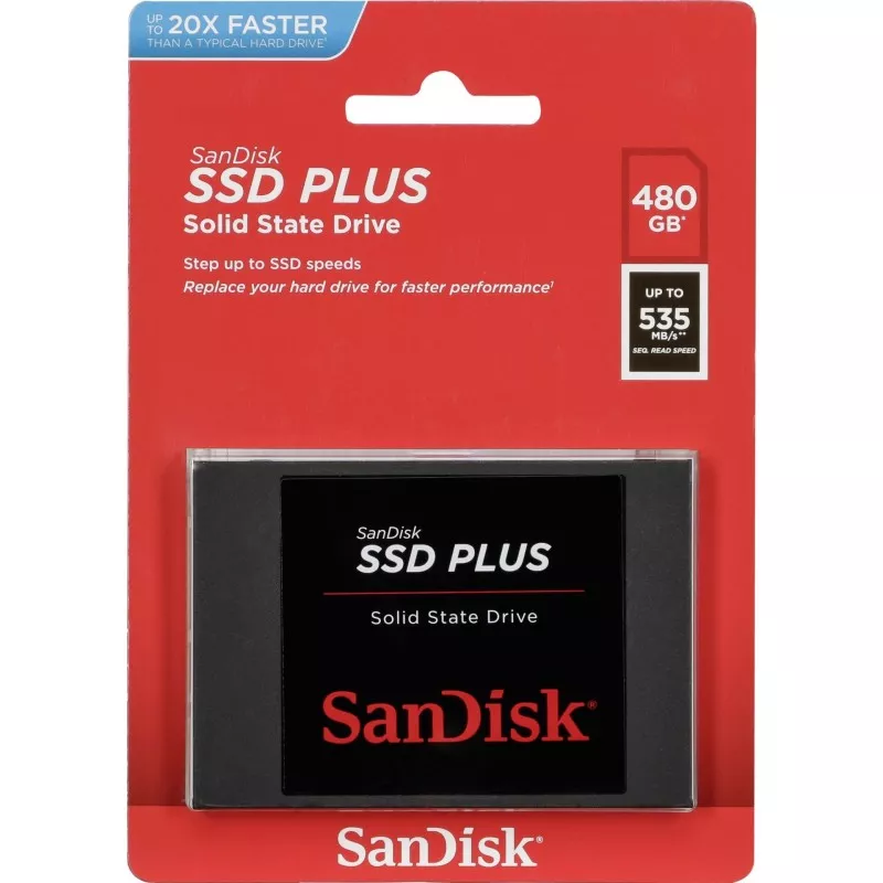 SanDisk SSD Plus           480GB Read 535 MB/s    SDSSDA-480G-G26