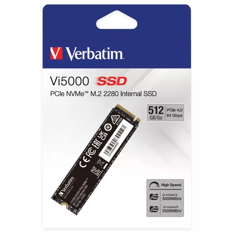 Verbatim Vi5000 M.2 SSD    512GB PCIe4 NVMe                 31825