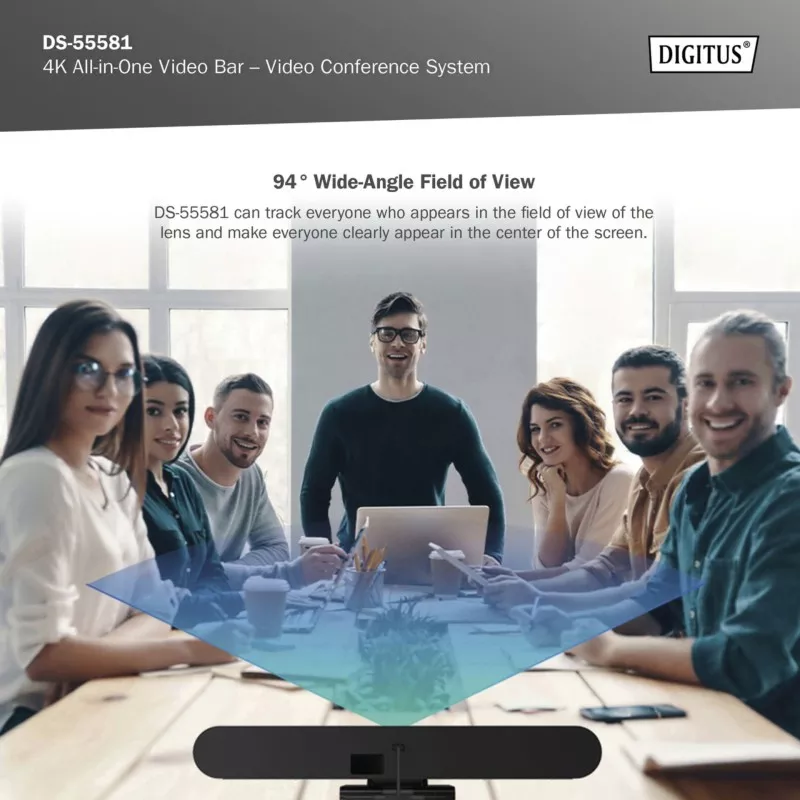 DIGITUS All-In-One VideoBar Mini 4K VideoconferenceSystemSet ePTZ