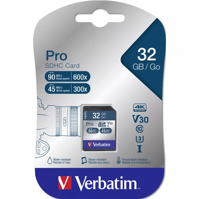 Verbatim SDHC Card Pro 32GB Class 10 UHS-I