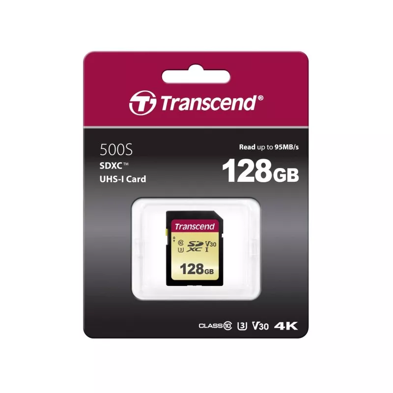 Transcend SDXC 500S        128GB Class 10 UHS-I U3 V30