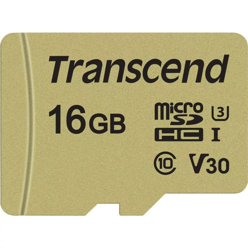 Transcend microSDHC 500S    16GB Class 10 UHS-I U3 V30 + adapter