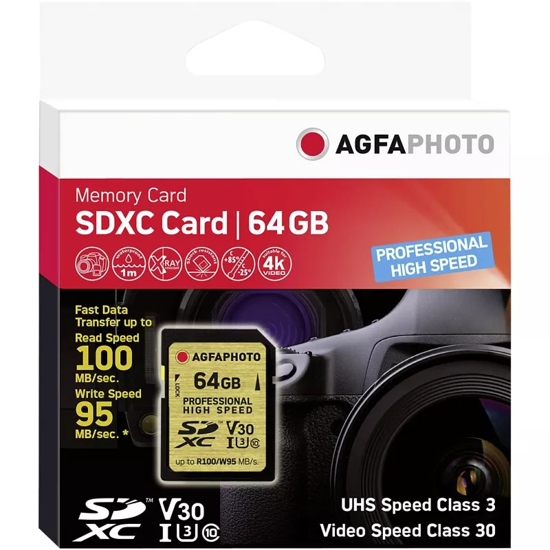 AgfaPhoto SDXC UHS I        64GB Professional High Speed U3 V30