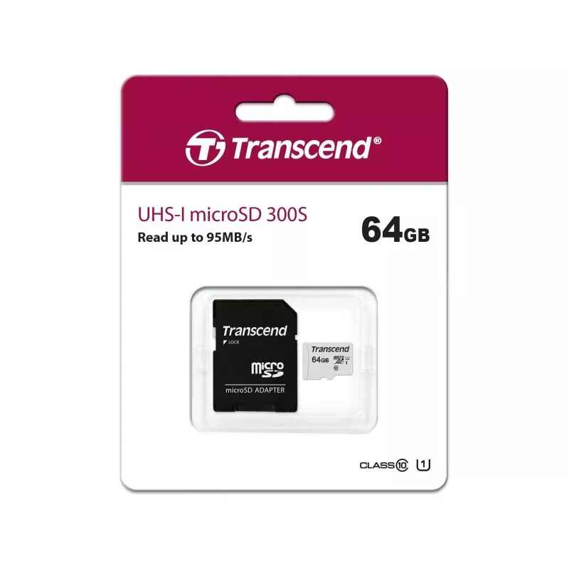 Transcend microSDXC 300S-A  64GB Class 10 UHS-I U1