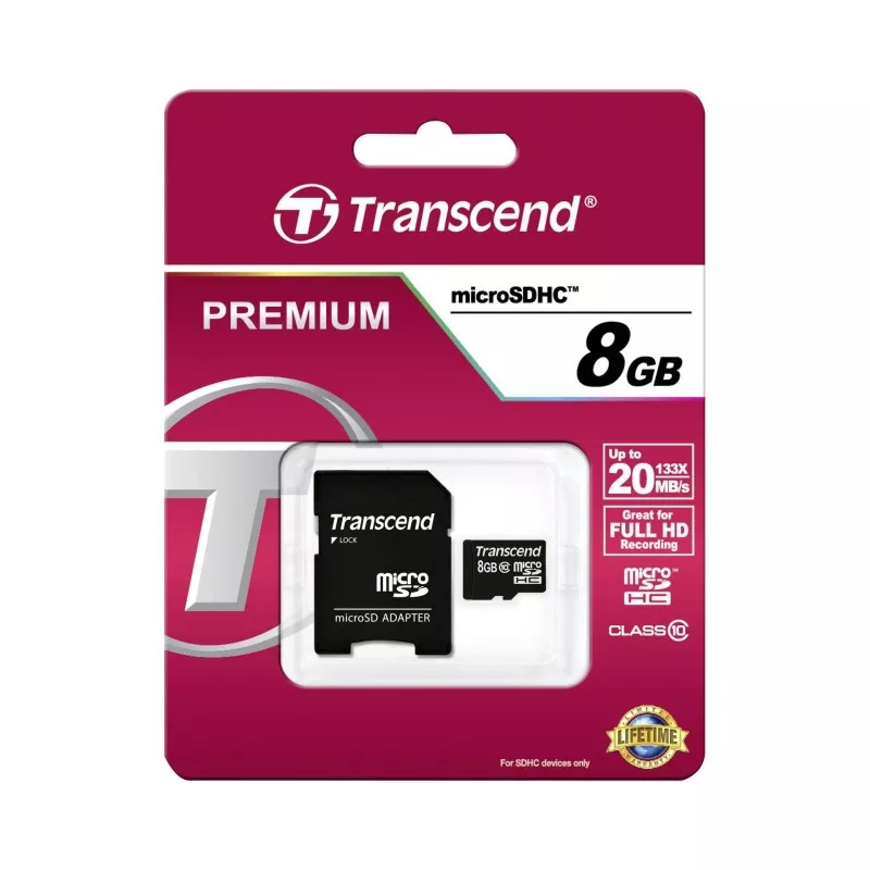 Transcend microSDHC          8GB Class 10 + adapter SD