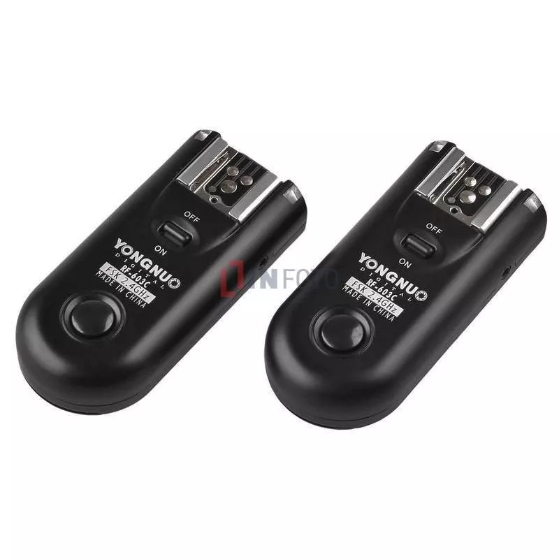 Zestaw dwóch wyzwalaczy radiowych Yongnuo RF603C II z kablem C1 do Canon