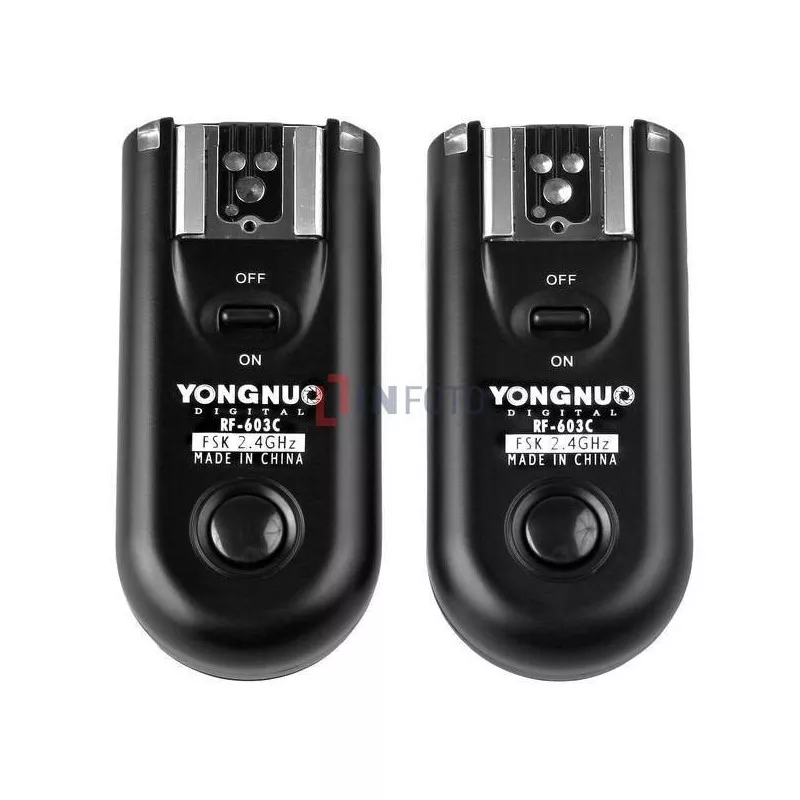 Zestaw dwóch wyzwalaczy radiowych Yongnuo RF603C II z kablem C1 do Canon