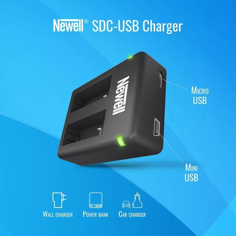 Ładowarka dwukanałowa Newell SDC-USB do akumulatorów AABAT-001 do GoPro