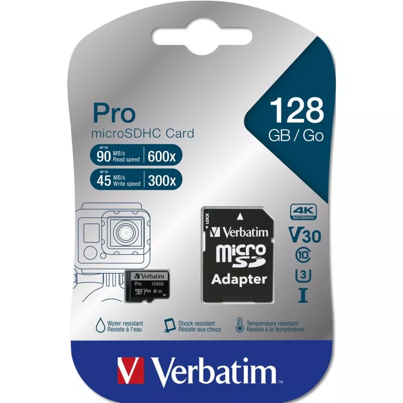 Verbatim microSDXC Pro     128GB Class 10 UHS-I incl adapter