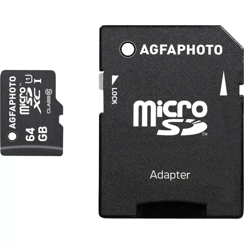 AgfaPhoto MicroSDXC UHS-I   64GB High Speed Class 10 U1 + adapter
