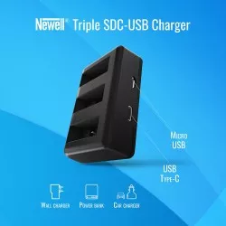 Ładowarka trójkanałowa Newell SDC-USB do akumulatorów AABAT-001 do GoPro