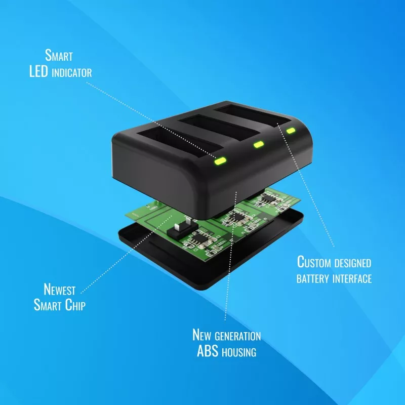 Ładowarka trójkanałowa Newell SDC-USB do akumulatorów AHDBT-901 do GoPro