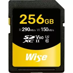 Wise SDXC UHS-II V60       256GB R:290MBs / W:150MBs   WI-SD-S256