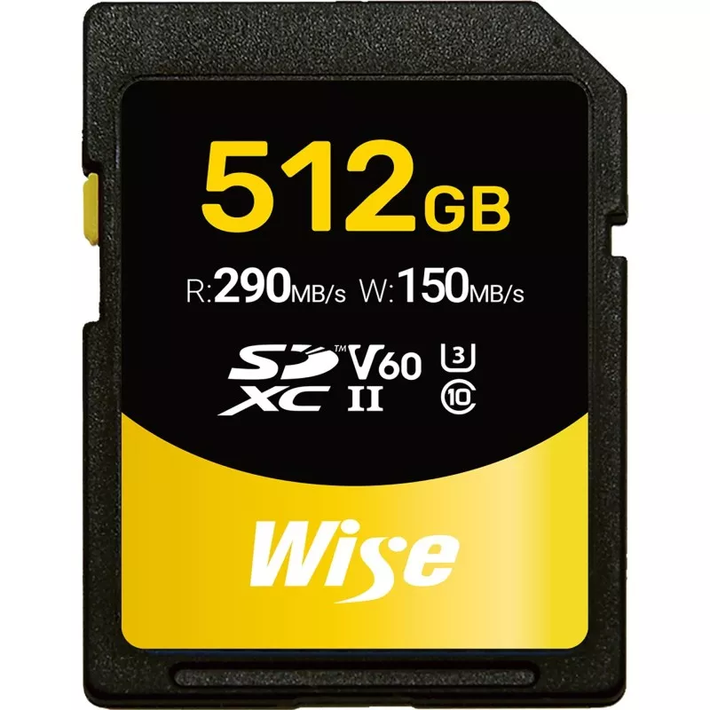 Wise SDXC UHS-II V60       512GB R:290MBs / W:150MBs   WI-SD-S512