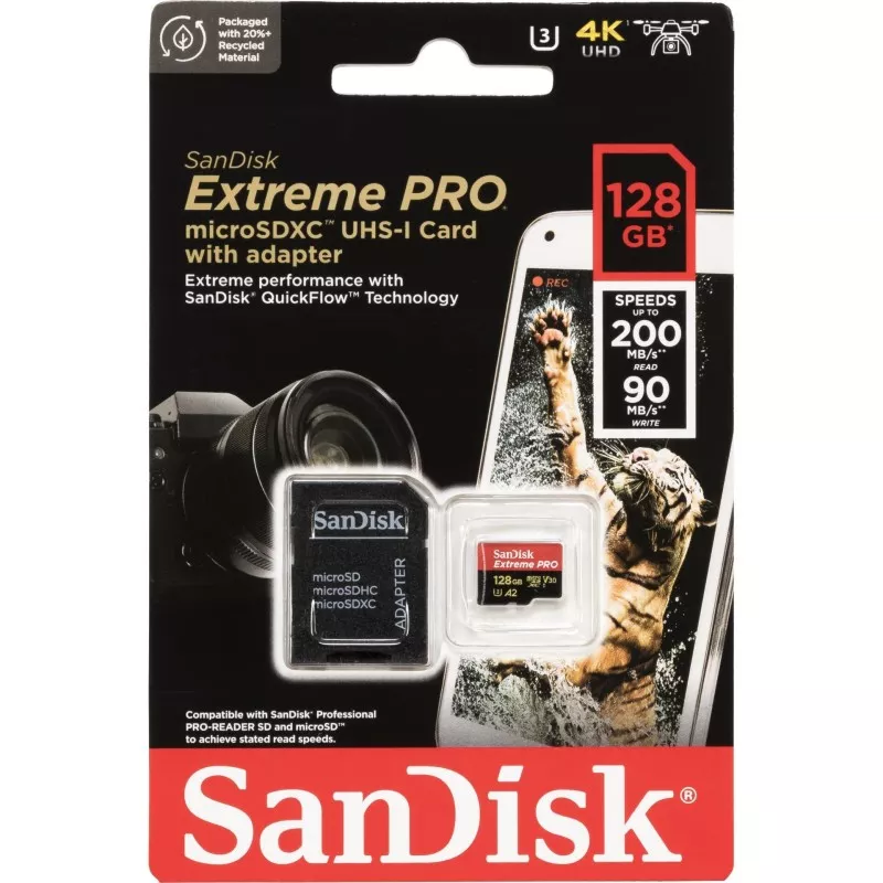 SanDisk microSDXC          128GB Extreme Pro A2 C10 V30 UHS-I U3