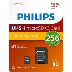 Philips MicroSDXC Card     256GB Class 10 UHS-I U1 incl. Adapter