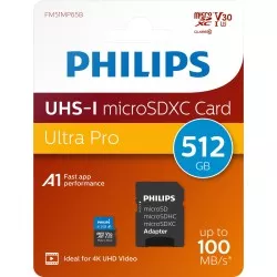 Philips MicroSDXC Card     512GB Class 10 UHS-I U3 incl. Adapter