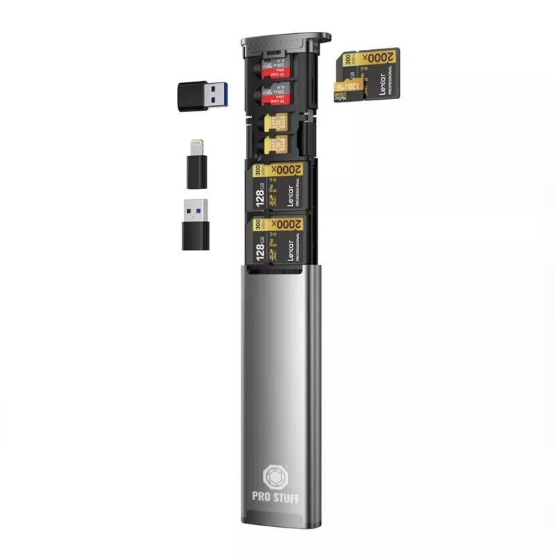 PRO STUFF CH-354, Etui I Czytnik 2w1 Na 9 Kart Pamięci Micro Sd / Uhs / Sdxc Usb-c